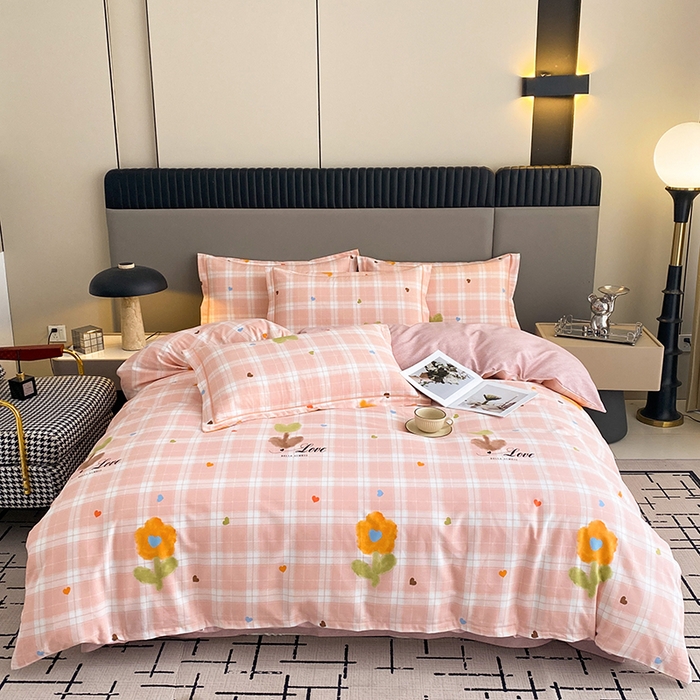 91家纺网 家纺一手货源 找家纺 幸嘉轩 2026新款全棉纯棉加厚百分百磨毛四件套仲夏美梦-粉