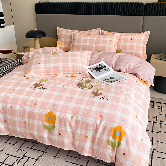 91家纺网 家纺一手货源 找家纺 幸嘉轩 2026新款全棉纯棉加厚百分百磨毛四件套仲夏美梦-粉