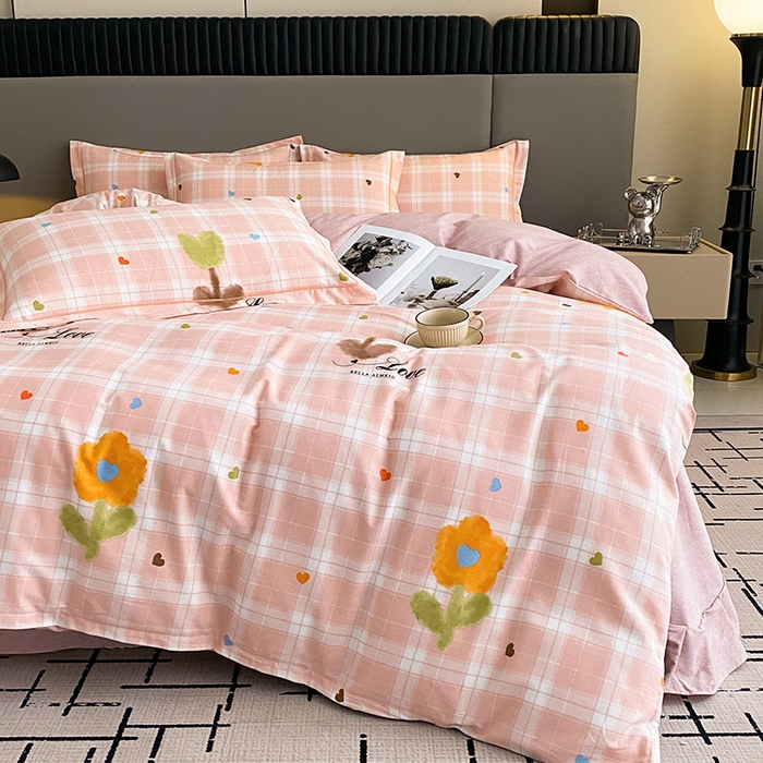 91家纺网 家纺一手货源 找家纺 幸嘉轩 2026新款全棉纯棉加厚百分百磨毛四件套仲夏美梦-粉