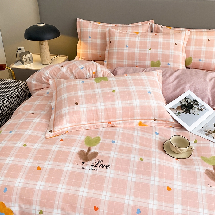 91家纺网 家纺一手货源 找家纺 幸嘉轩 2026新款全棉纯棉加厚百分百磨毛四件套仲夏美梦-粉