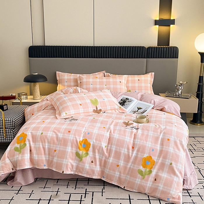 91家纺网 家纺一手货源 找家纺 幸嘉轩 2026新款全棉纯棉加厚百分百磨毛四件套仲夏美梦-粉