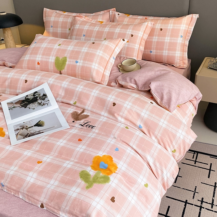 91家纺网 家纺一手货源 找家纺 幸嘉轩 2026新款全棉纯棉加厚百分百磨毛四件套仲夏美梦-粉