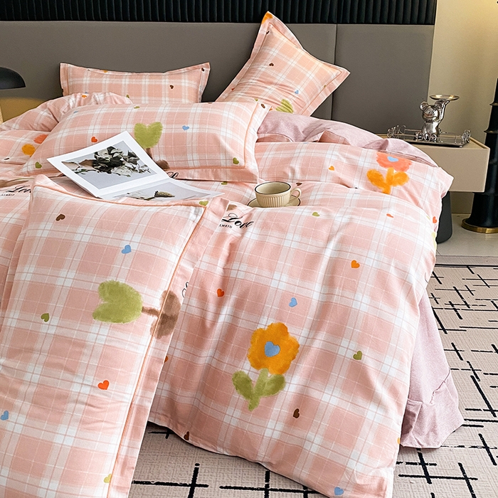 91家纺网 家纺一手货源 找家纺 幸嘉轩 2026新款全棉纯棉加厚百分百磨毛四件套仲夏美梦-粉