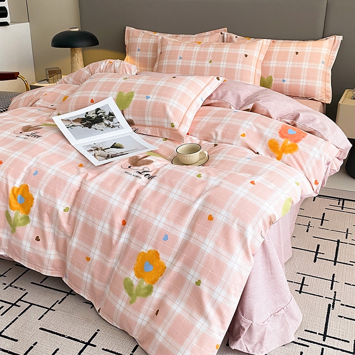 91家纺网 家纺一手货源 找家纺 幸嘉轩 2026新款全棉纯棉加厚百分百磨毛四件套仲夏美梦-粉