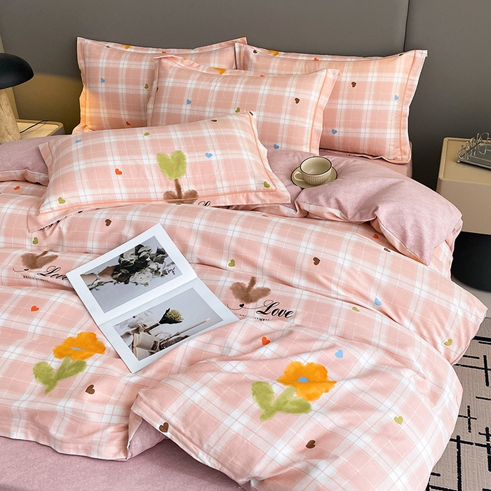 91家纺网 家纺一手货源 找家纺 幸嘉轩 2026新款全棉纯棉加厚百分百磨毛四件套仲夏美梦-粉