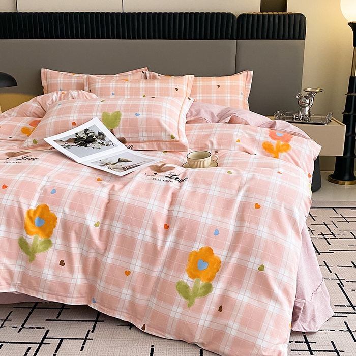 91家纺网 家纺一手货源 找家纺 幸嘉轩 2026新款全棉纯棉加厚百分百磨毛四件套仲夏美梦-粉