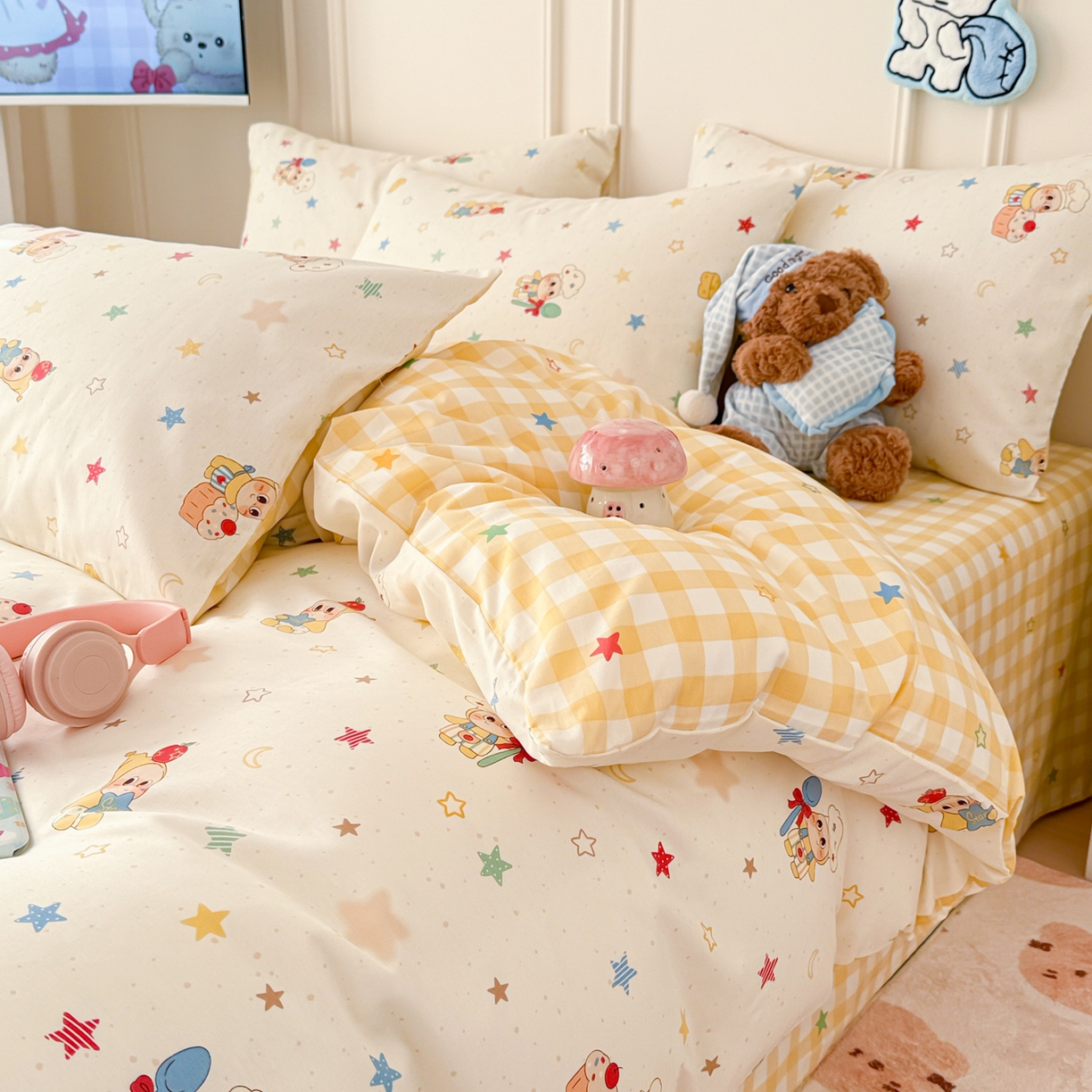 91家纺网 家纺一手货源 找家纺 （总）简宜家居（朝初家纺） 2026新款全棉12868卡通印花四件套大耳朵兔兔系列