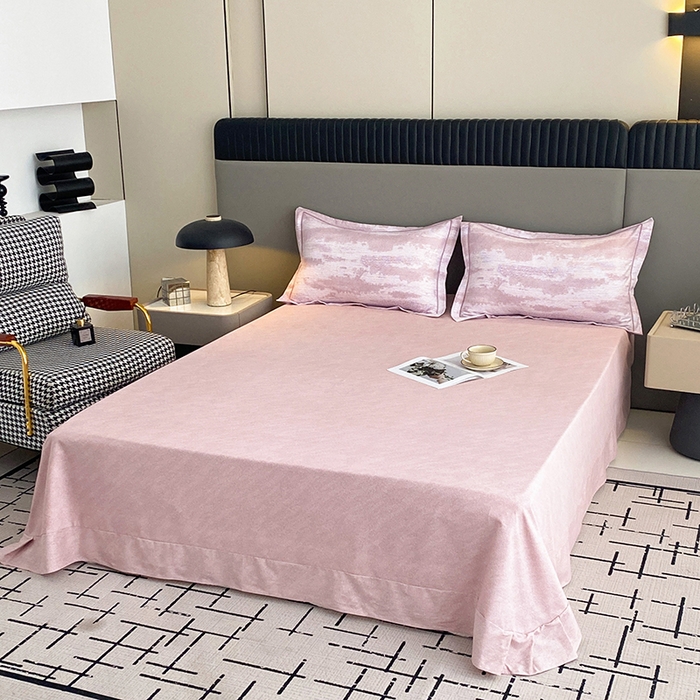 91家纺网 家纺一手货源 找家纺 幸嘉轩 2026新款全棉纯棉加厚百分百磨毛四件套墨彩-粉