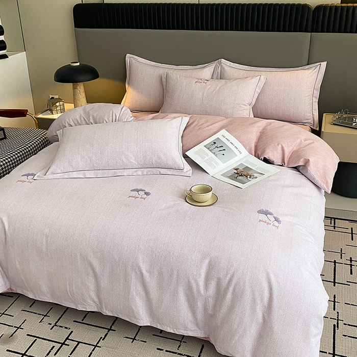 91家纺网 家纺一手货源 找家纺 幸嘉轩 2026新款全棉纯棉加厚百分百磨毛四件套满意人生-粉