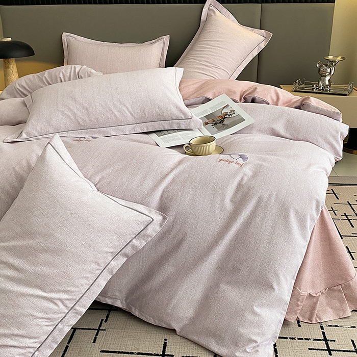 91家纺网 家纺一手货源 找家纺 幸嘉轩 2026新款全棉纯棉加厚百分百磨毛四件套满意人生-粉