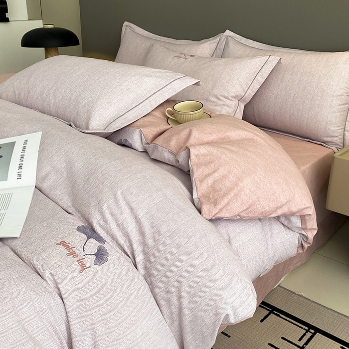 幸嘉轩 2026新款全棉纯棉加厚百分百磨毛四件套满意人生-粉