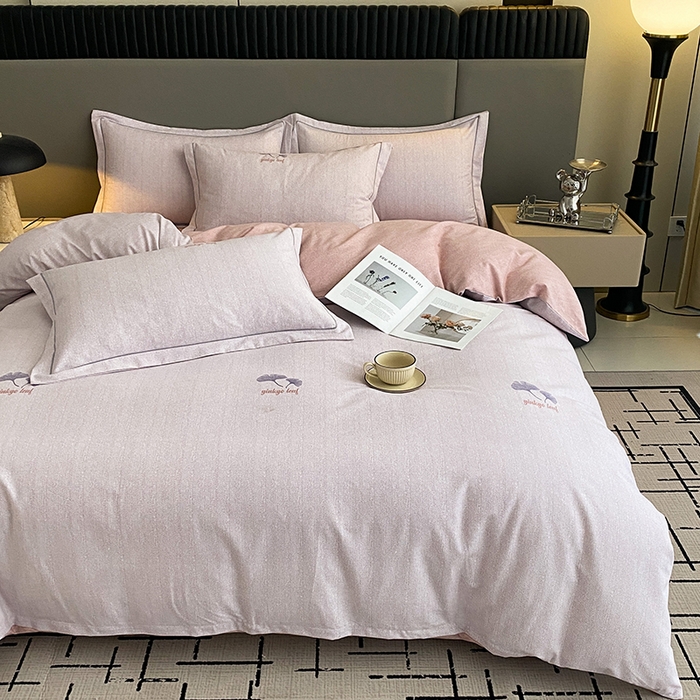 91家纺网 家纺一手货源 找家纺 幸嘉轩 2026新款全棉纯棉加厚百分百磨毛四件套满意人生-粉