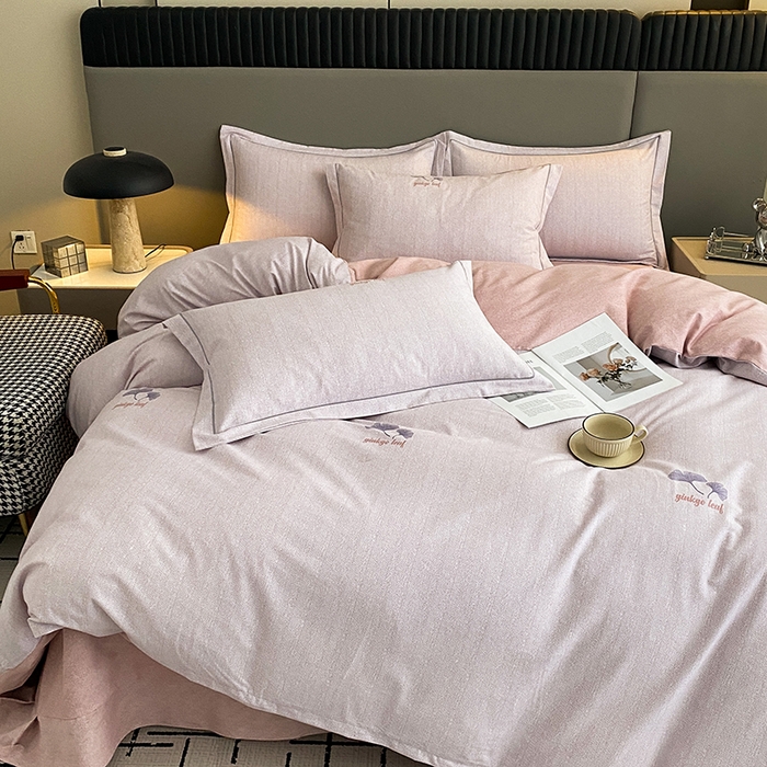 91家纺网 家纺一手货源 找家纺 幸嘉轩 2026新款全棉纯棉加厚百分百磨毛四件套满意人生-粉