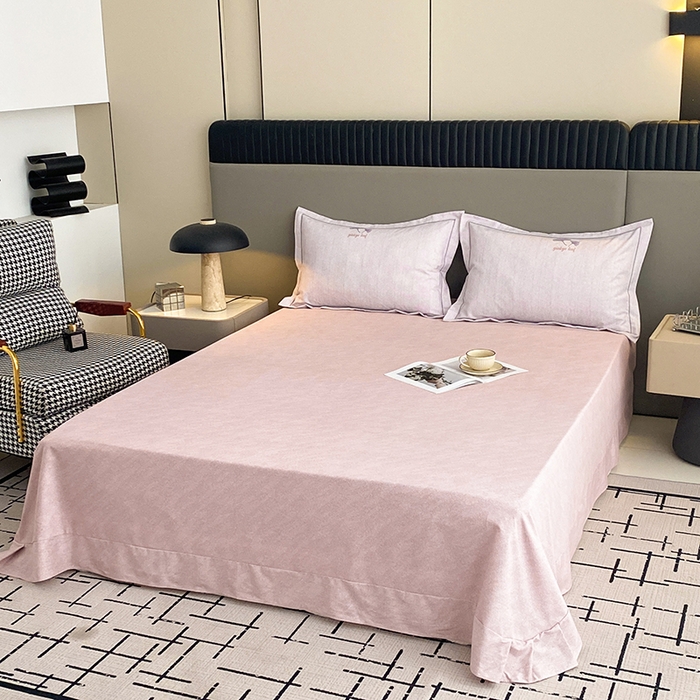 91家纺网 家纺一手货源 找家纺 幸嘉轩 2026新款全棉纯棉加厚百分百磨毛四件套满意人生-粉