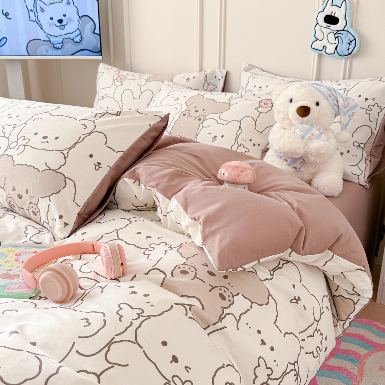 91家纺网 家纺一手货源 找家纺 （总）简宜家居（朝初家纺） 2026新款全棉12868卡通印花四件套大耳朵兔兔系列