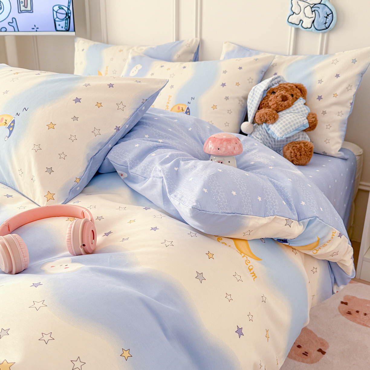 91家纺网 家纺一手货源 找家纺 （总）简宜家居（朝初家纺） 2026新款全棉12868卡通印花四件套大耳朵兔兔系列