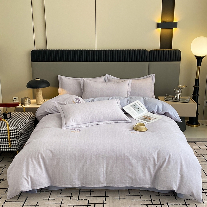 91家纺网 家纺一手货源 找家纺 幸嘉轩 2026新款全棉纯棉加厚百分百磨毛四件套满意人生-兰