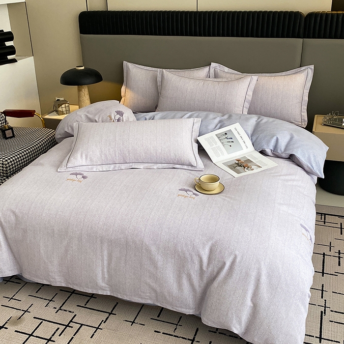 91家纺网 家纺一手货源 找家纺 幸嘉轩 2026新款全棉纯棉加厚百分百磨毛四件套满意人生-兰