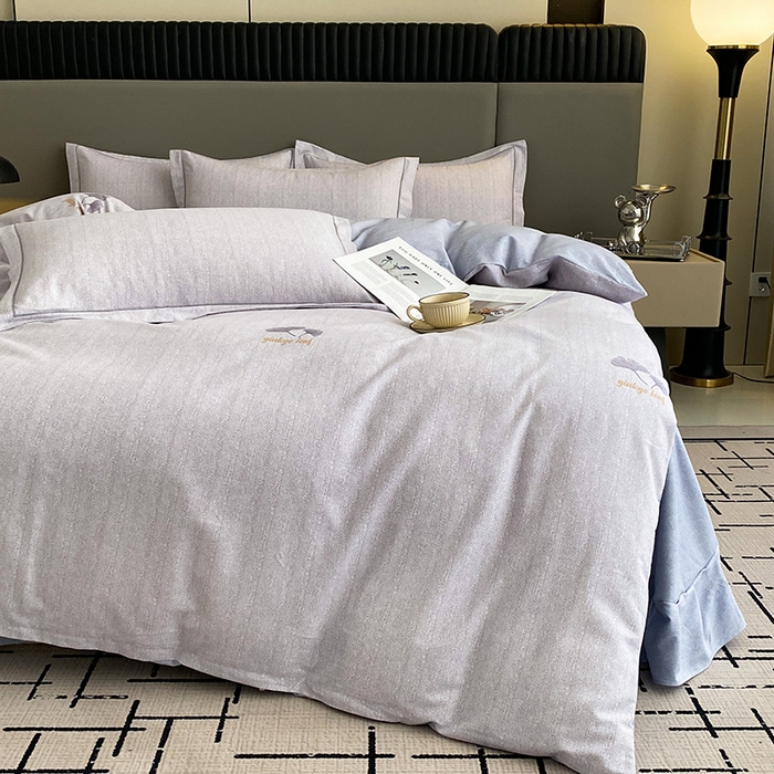 91家纺网 家纺一手货源 找家纺 幸嘉轩 2026新款全棉纯棉加厚百分百磨毛四件套满意人生-兰