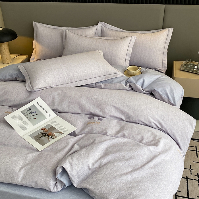 91家纺网 家纺一手货源 找家纺 幸嘉轩 2026新款全棉纯棉加厚百分百磨毛四件套满意人生-兰