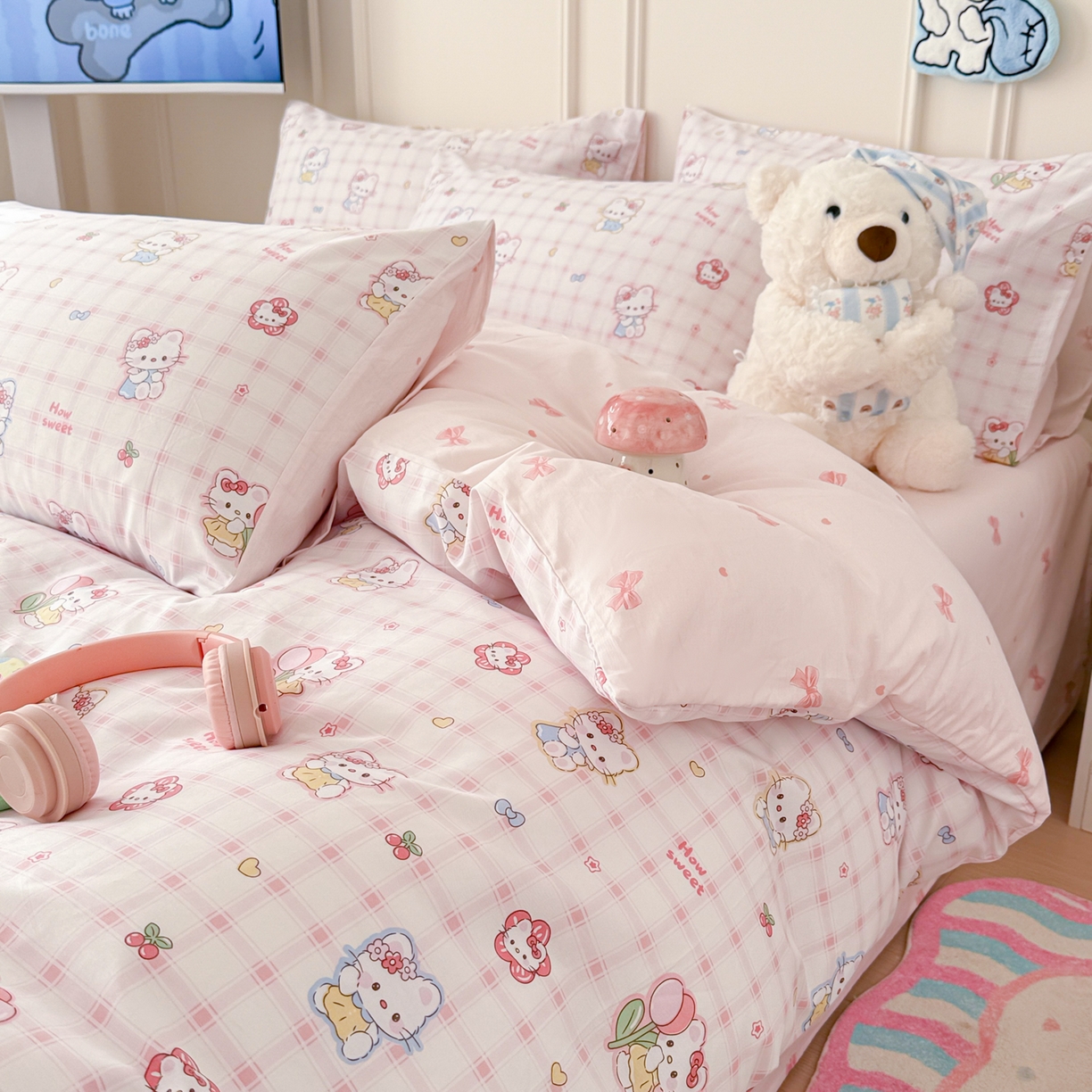 91家纺网 家纺一手货源 找家纺 （总）简宜家居（朝初家纺） 2026新款全棉12868卡通印花四件套大耳朵兔兔系列