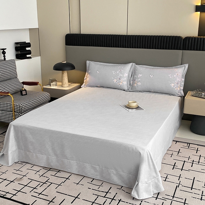 91家纺网 家纺一手货源 找家纺 幸嘉轩 2026新款全棉纯棉加厚百分百磨毛四件套花枝倾心-灰