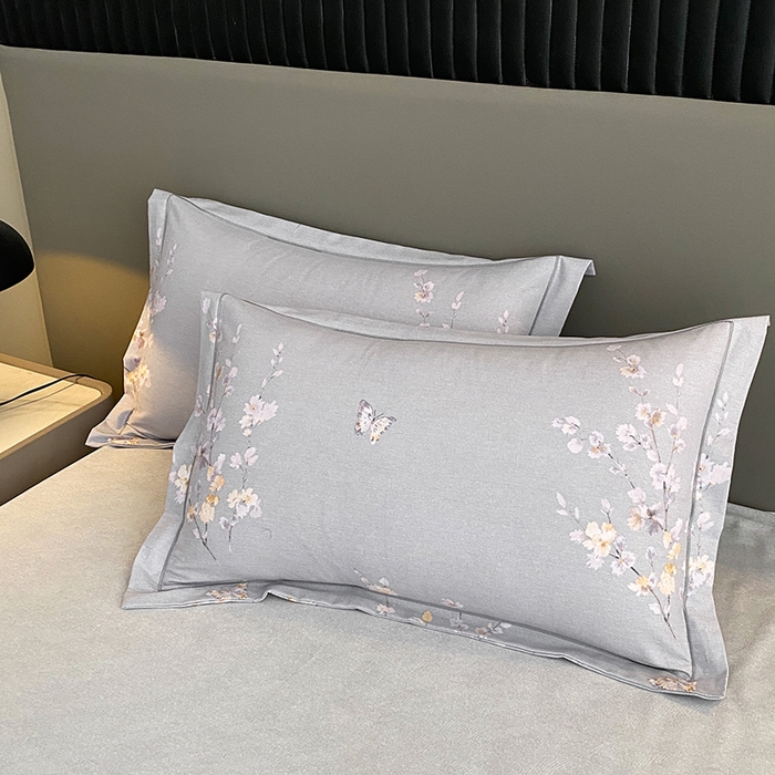 91家纺网 家纺一手货源 找家纺 幸嘉轩 2026新款全棉纯棉加厚百分百磨毛四件套花枝倾心-灰