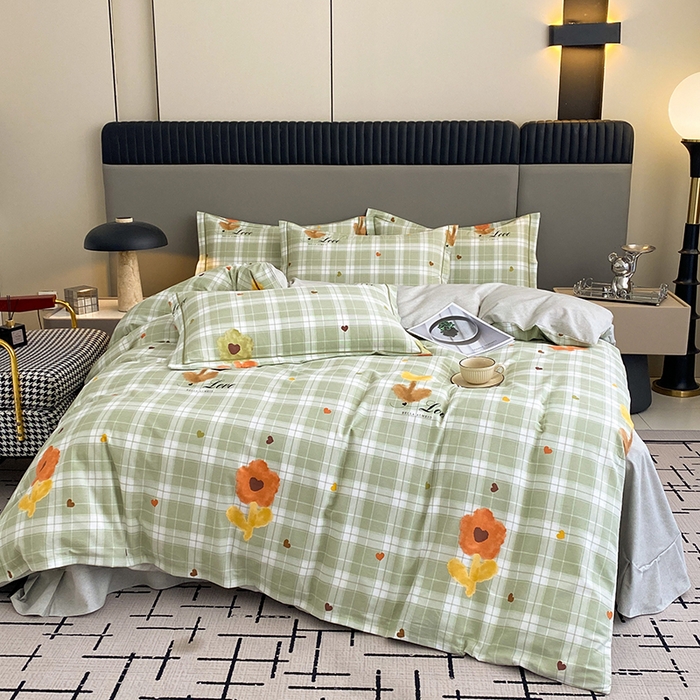 91家纺网 家纺一手货源 找家纺 幸嘉轩 2026新款全棉纯棉加厚百分百磨毛四件套仲夏美梦-绿