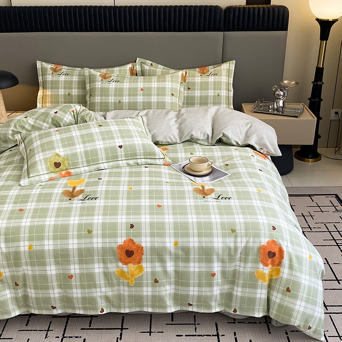 91家纺网 家纺一手货源 找家纺 幸嘉轩 2026新款全棉纯棉加厚百分百磨毛四件套仲夏美梦-绿