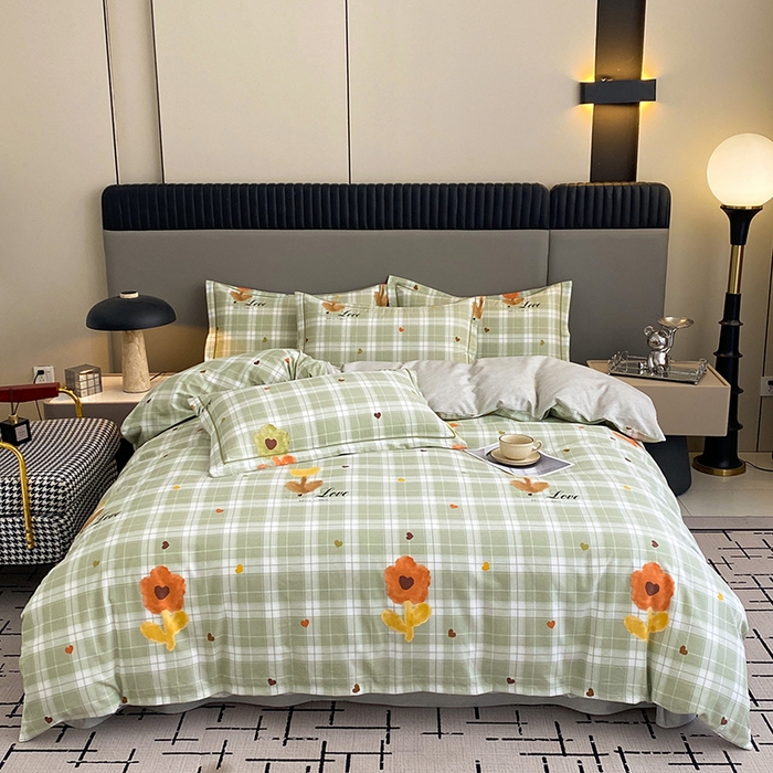 91家纺网 家纺一手货源 找家纺 幸嘉轩 2026新款全棉纯棉加厚百分百磨毛四件套仲夏美梦-绿