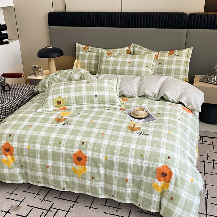 91家纺网 家纺一手货源 找家纺 幸嘉轩 2026新款全棉纯棉加厚百分百磨毛四件套仲夏美梦-绿