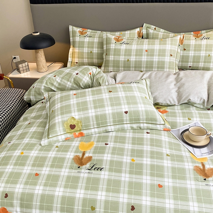 91家纺网 家纺一手货源 找家纺 幸嘉轩 2026新款全棉纯棉加厚百分百磨毛四件套仲夏美梦-绿