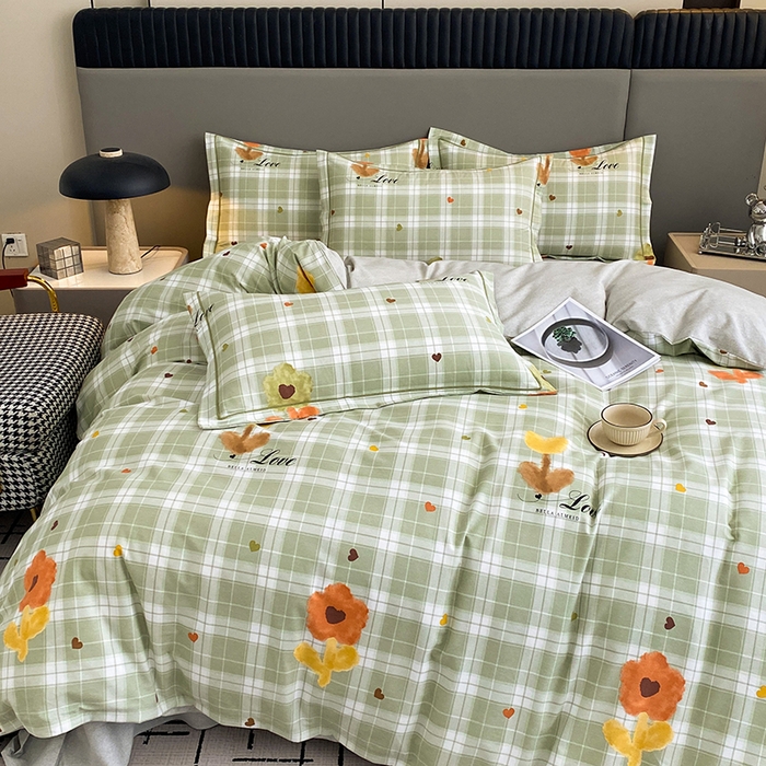 91家纺网 家纺一手货源 找家纺 幸嘉轩 2026新款全棉纯棉加厚百分百磨毛四件套仲夏美梦-绿