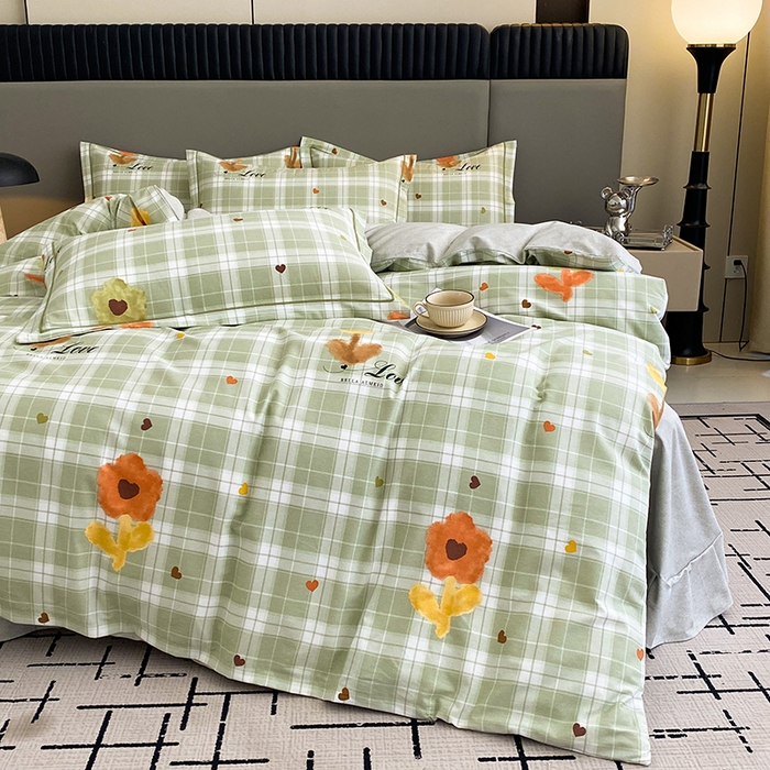 91家纺网 家纺一手货源 找家纺 幸嘉轩 2026新款全棉纯棉加厚百分百磨毛四件套仲夏美梦-绿