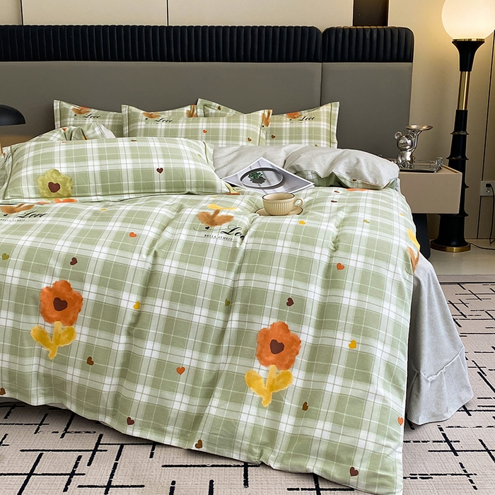 91家纺网 家纺一手货源 找家纺 幸嘉轩 2026新款全棉纯棉加厚百分百磨毛四件套仲夏美梦-绿