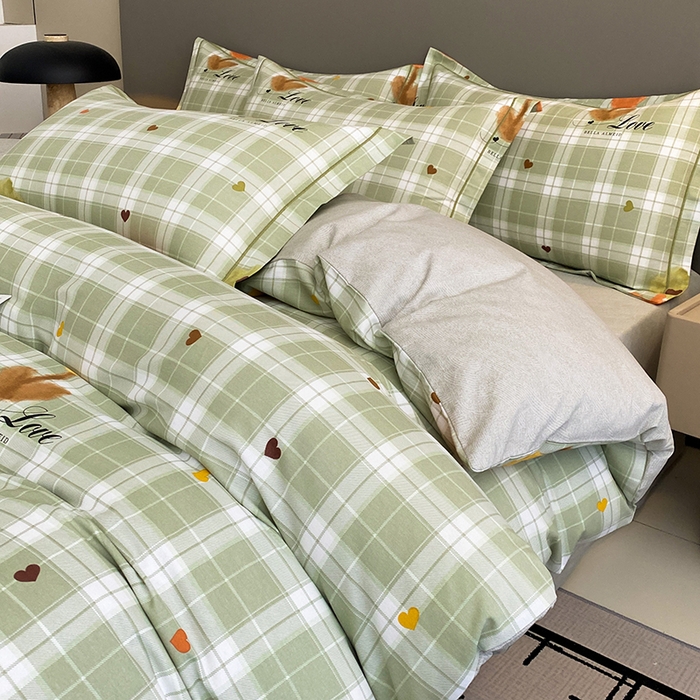 幸嘉轩 2026新款全棉纯棉加厚百分百磨毛四件套仲夏美梦-绿
