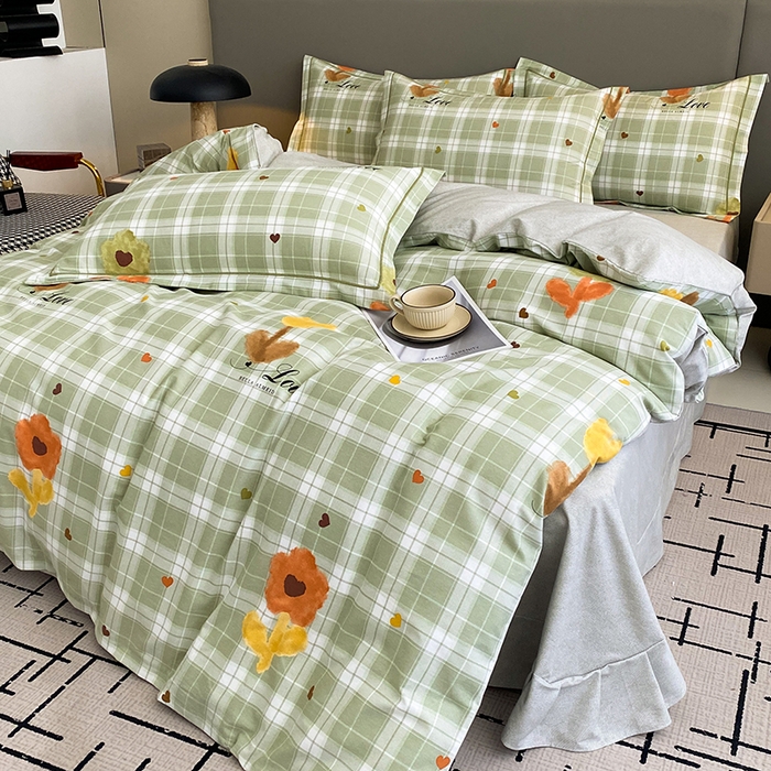 91家纺网 家纺一手货源 找家纺 幸嘉轩 2026新款全棉纯棉加厚百分百磨毛四件套仲夏美梦-绿