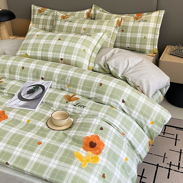 91家纺网 家纺一手货源 找家纺 幸嘉轩 2026新款全棉纯棉加厚百分百磨毛四件套仲夏美梦-绿