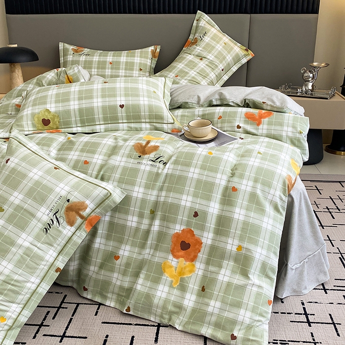 91家纺网 家纺一手货源 找家纺 幸嘉轩 2026新款全棉纯棉加厚百分百磨毛四件套仲夏美梦-绿