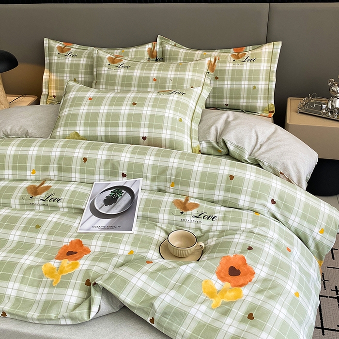 91家纺网 家纺一手货源 找家纺 幸嘉轩 2026新款全棉纯棉加厚百分百磨毛四件套仲夏美梦-绿