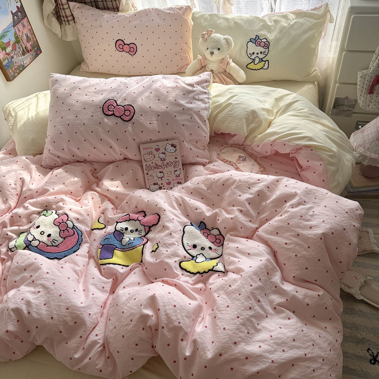 原素 2026新款新春卡哇伊毛巾绣四件套 猫咪日记