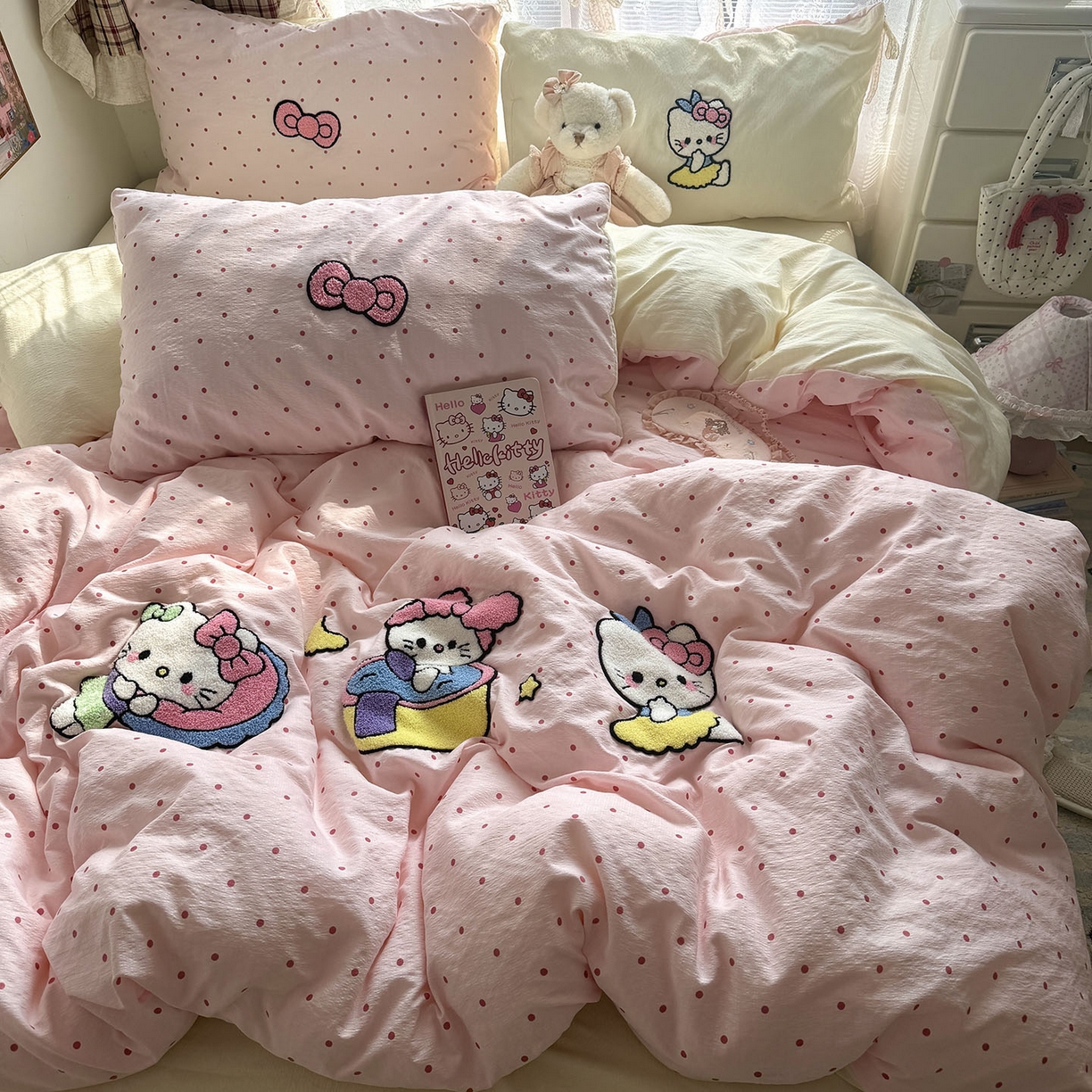 91家纺网 家纺一手货源 找家纺 原素 2026新款新春卡哇伊毛巾绣四件套 猫咪日记