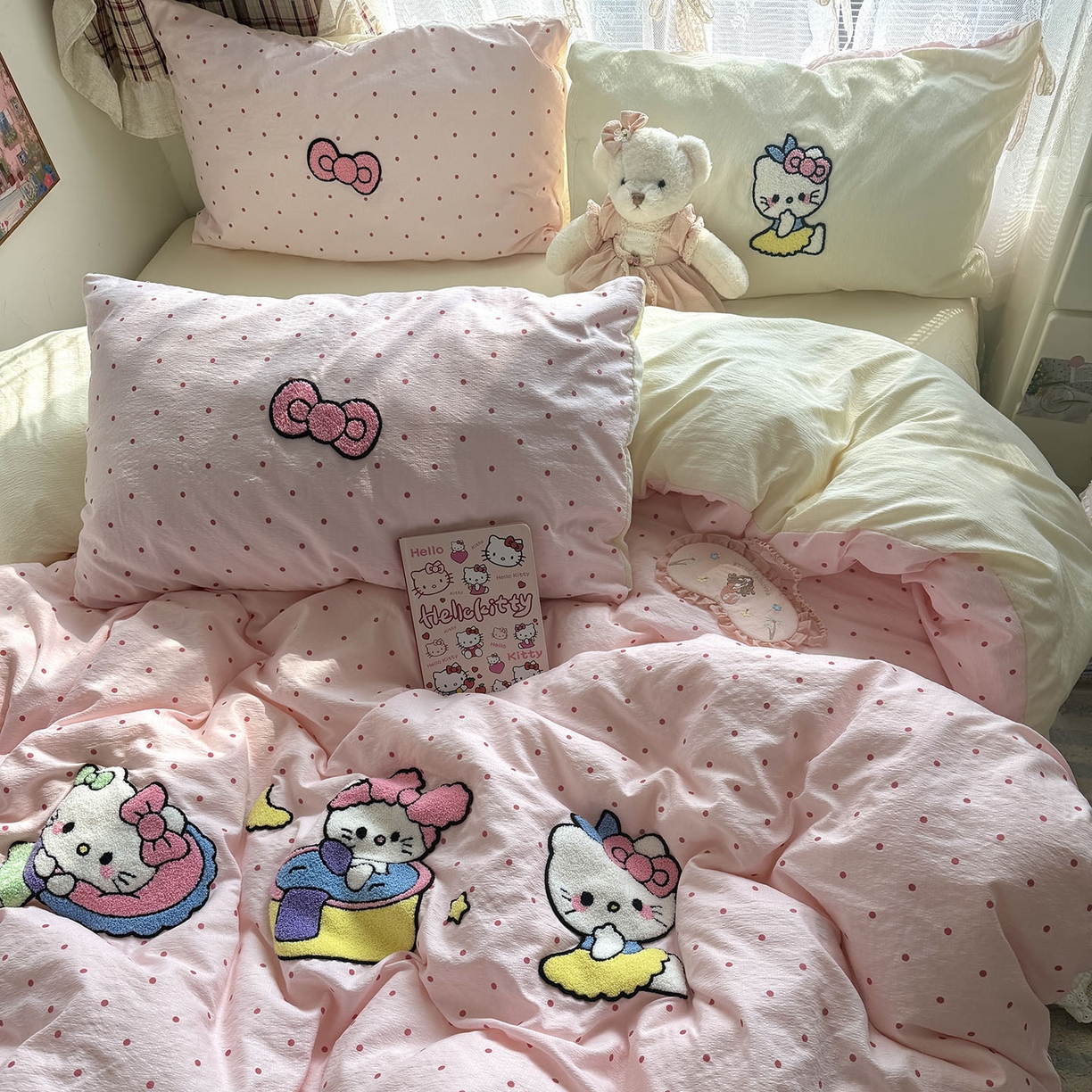 91家纺网 家纺一手货源 找家纺 原素 2026新款新春卡哇伊毛巾绣四件套 猫咪日记