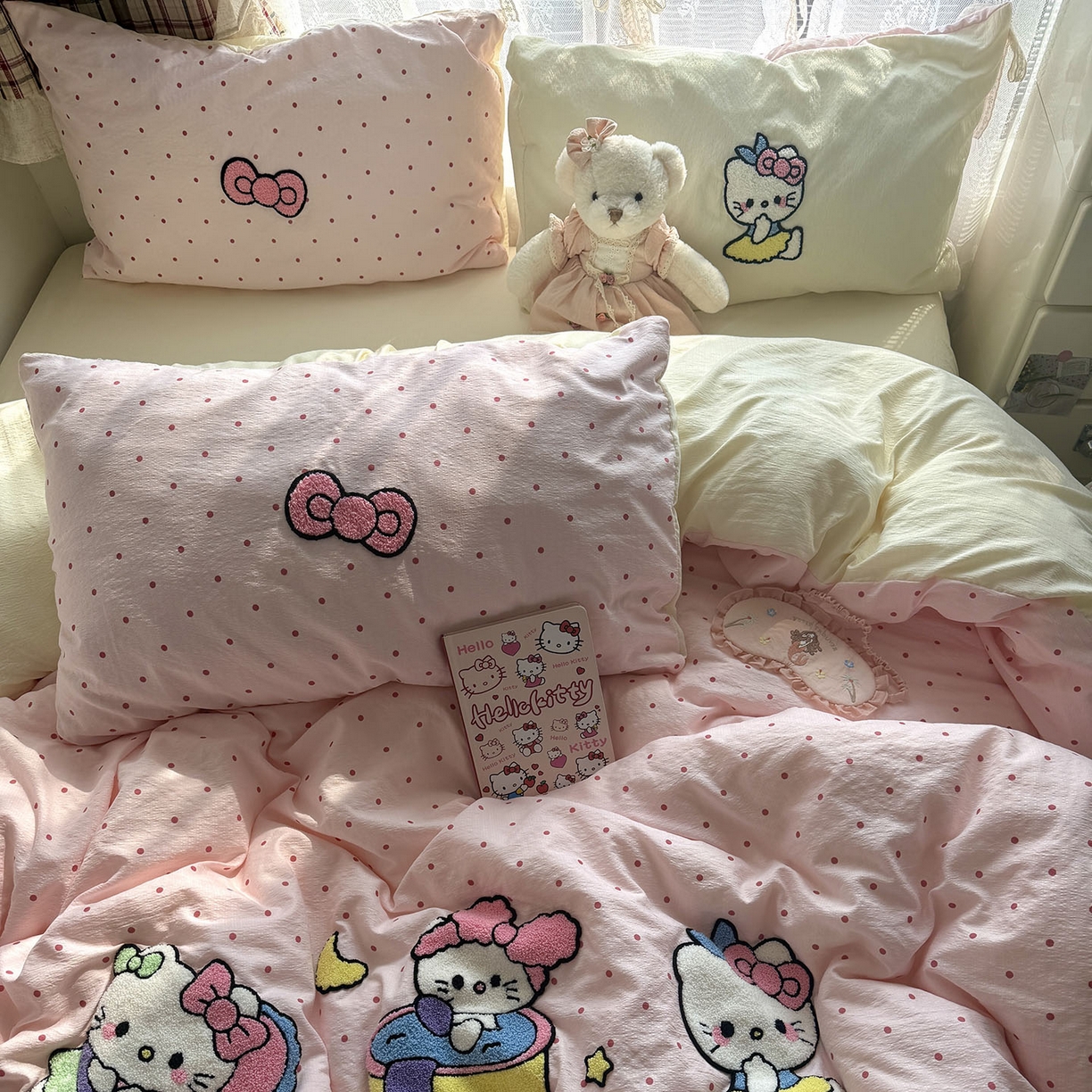 91家纺网 家纺一手货源 找家纺 原素 2026新款新春卡哇伊毛巾绣四件套 猫咪日记