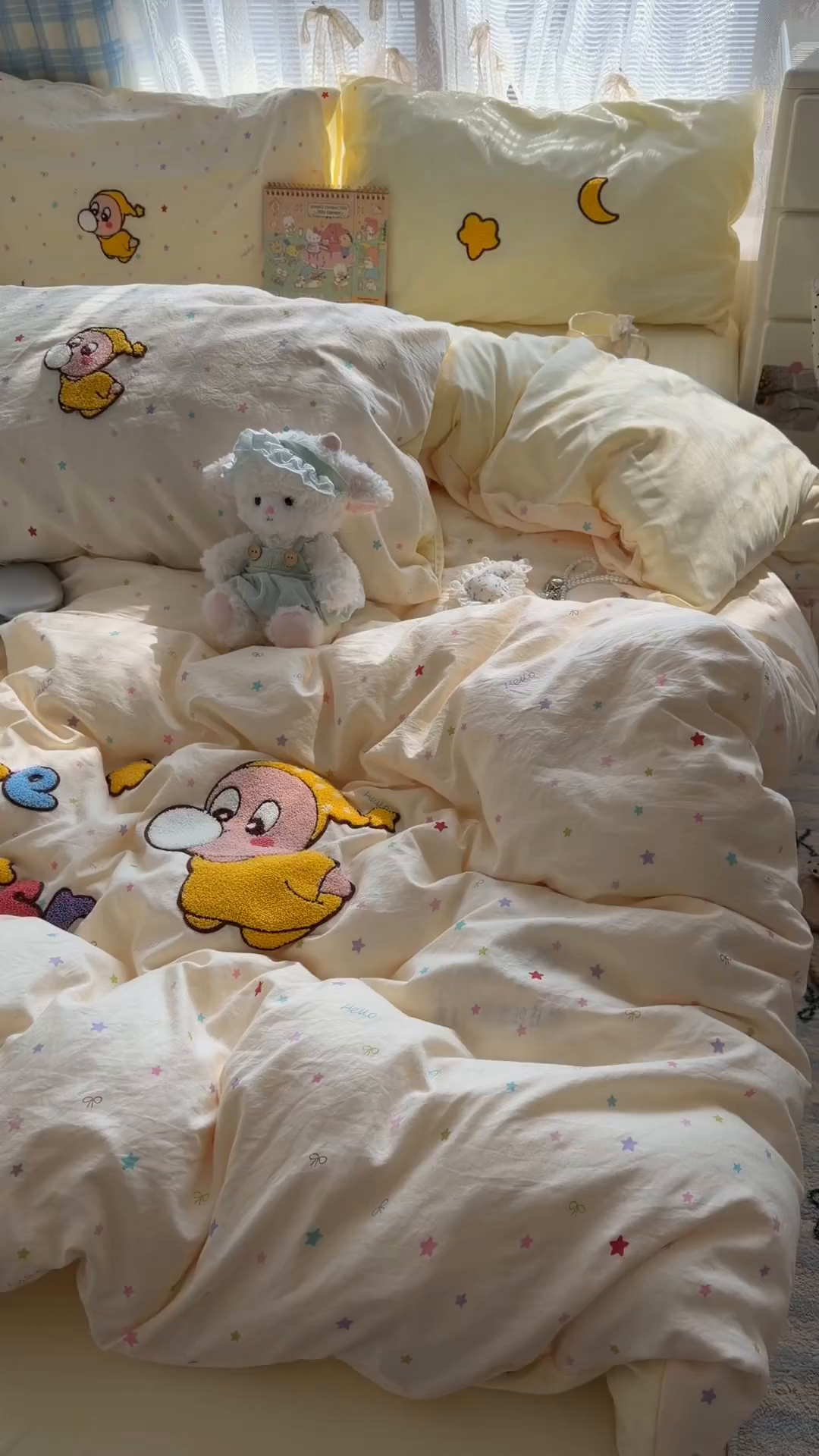 91家纺网 家纺一手货源 找家纺 原素 2026新款新春卡哇伊毛巾绣四件套 泡泡星宝