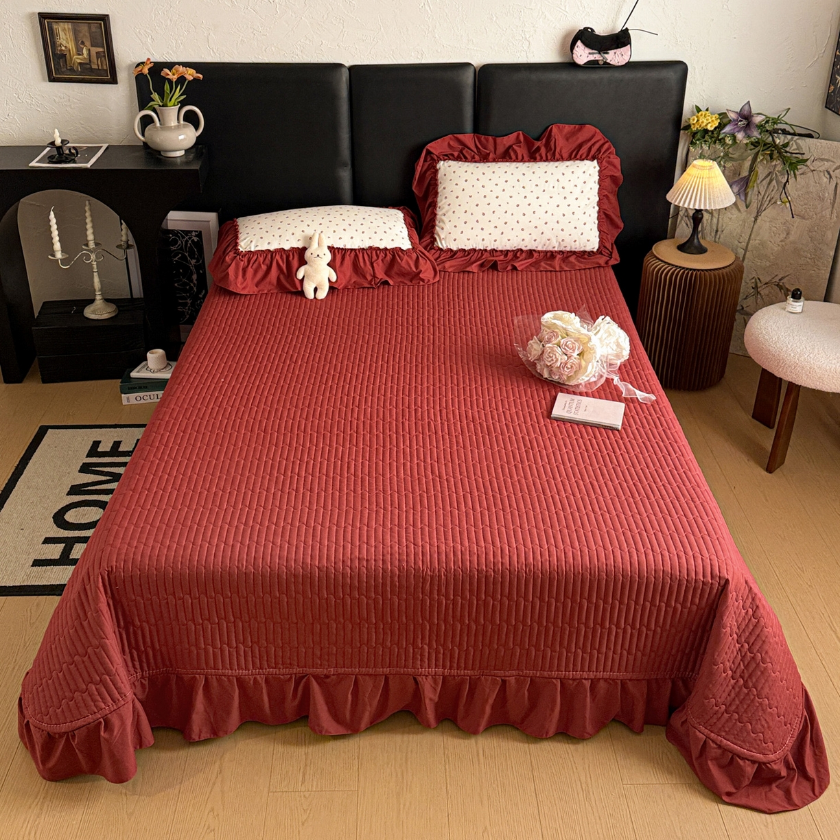 91家纺网 家纺一手货源 找家纺 （总）富米莱（原臻工厂） 2026新款韩系古法韩国水洗棉云棉大布袋法式浪漫大花边床盖夏凉被床盖四件套