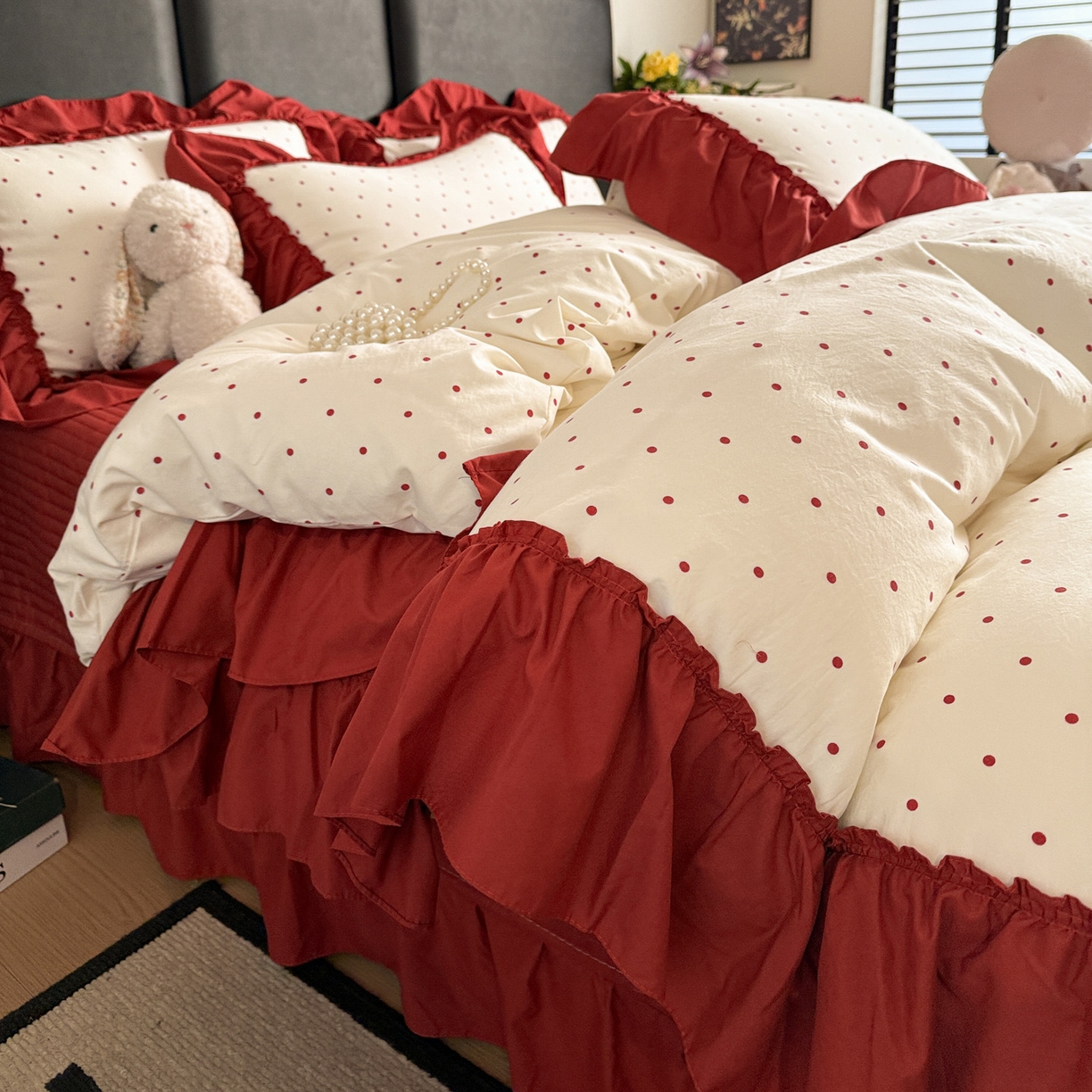 91家纺网 家纺一手货源 找家纺 （总）富米莱（原臻工厂） 2026新款韩系古法韩国水洗棉云棉大布袋法式浪漫大花边床盖夏凉被床盖四件套