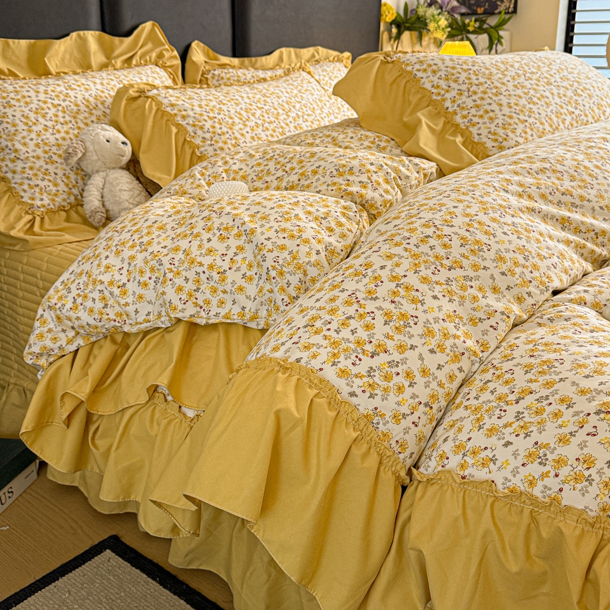 91家纺网 家纺一手货源 找家纺 （总）富米莱（原臻工厂） 2026新款韩系古法韩国水洗棉云棉大布袋法式浪漫大花边床盖夏凉被床盖四件套