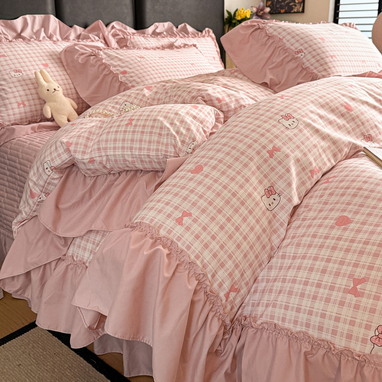 91家纺网 家纺一手货源 找家纺 （总）富米莱（原臻工厂） 2026新款韩系古法韩国水洗棉云棉大布袋法式浪漫大花边床盖夏凉被床盖四件套