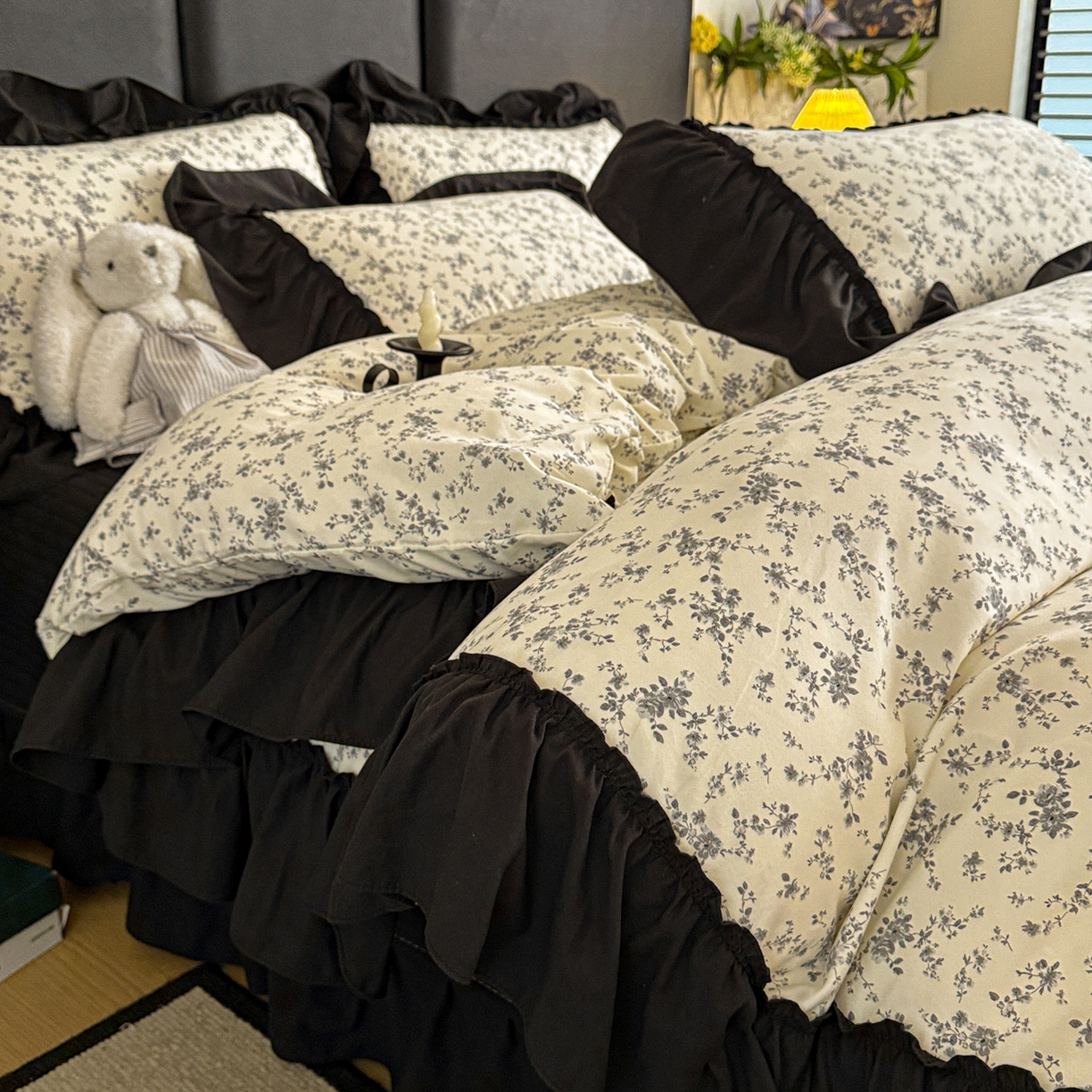 91家纺网 家纺一手货源 找家纺 （总）富米莱（原臻工厂） 2026新款韩系古法韩国水洗棉云棉大布袋法式浪漫大花边床盖夏凉被床盖四件套